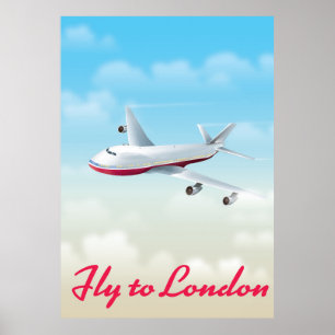 Fly To London Plane poster