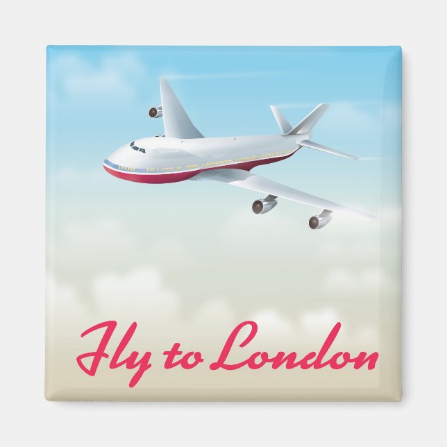 Fly To London Plane poster Magnet (Front)