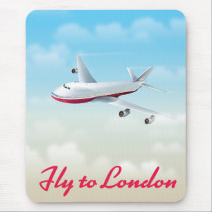 Fly To London Plane poster Mouse Pad