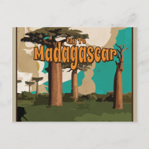 Fly to Madagascar Vintage Vacation Poster Postcard