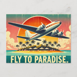 Fly to Paradise Postcard