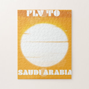 Fly to Saudi Arabia vintage travel poster Jigsaw Puzzle