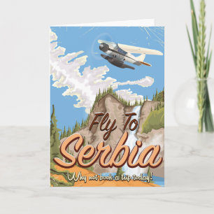 Fly To Serbia Cartoon Travel poster Holiday Card