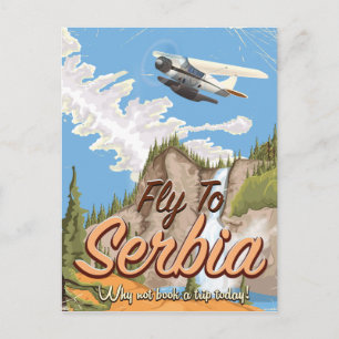 Fly To Serbia Cartoon Travel poster Postcard