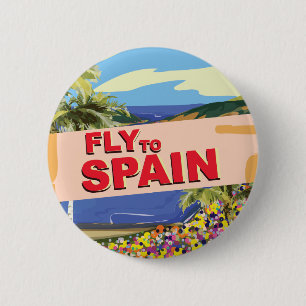 Fly To Spain 6 Cm Round Badge