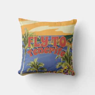 Fly To Tenerife Vintage Travel Poster Cushion