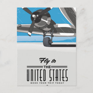 Fly to the United States Travel poster Announcement Postcard