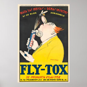 Fly-Tox Mosquito Repellant Vintage Mauzan Poster
