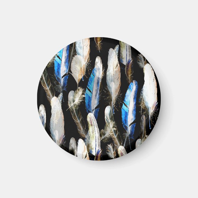 Fly Watercolor Feathers: Seamless Background Magnet (Front)