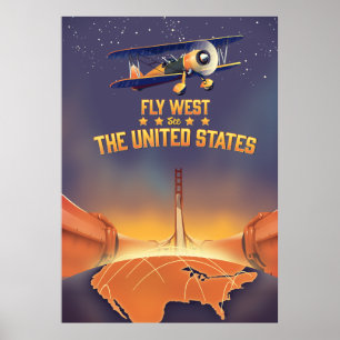 Fly West See the United States. Poster
