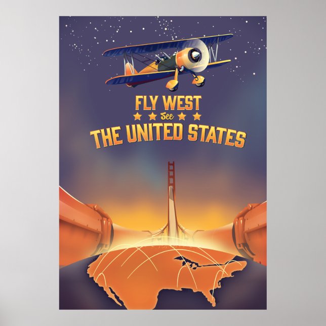 Fly West See the United States. Poster (Front)