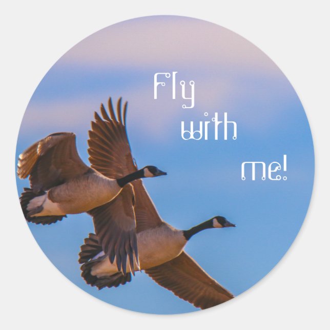 fly with me ! classic round sticker (Front)