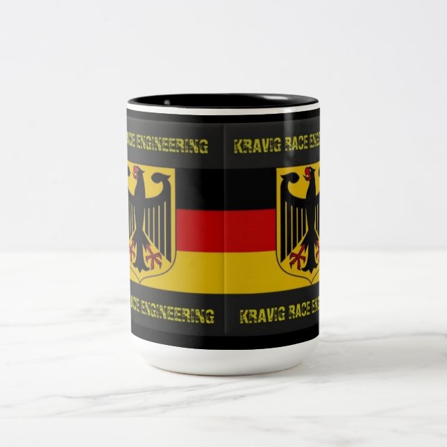 FLY YOUR FLAG GERMAN RACING DESIGN  Two-Tone COFFEE MUG (Center)