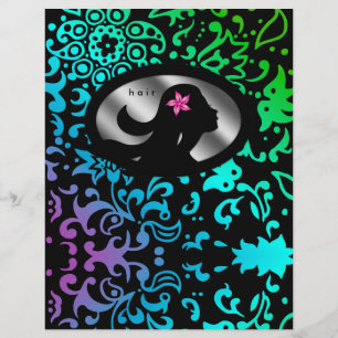 Flyer Hair Salon Woman Silhouette Colourful Floral