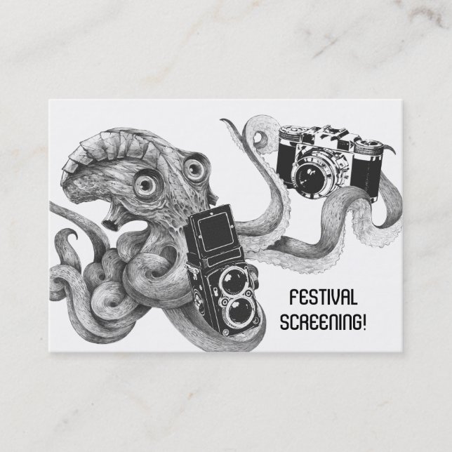 Flyer Hype Film Octopus Camera Film Screening Business Card (Front)