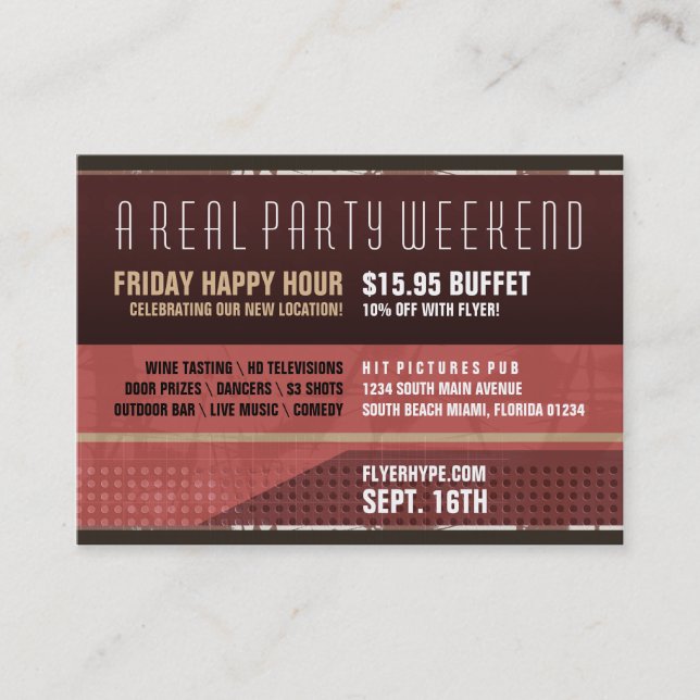 Flyer Hype Secret Stash Party Horizontal Vr. 4 Business Card (Front)