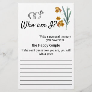 Flyer, who am I? Flowers - Game Flyer