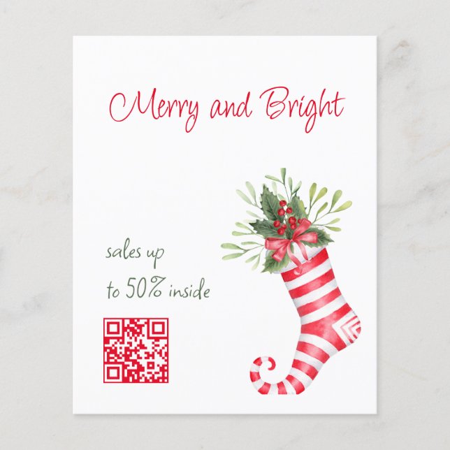 Flyer with qr code and Christmas sales custom  (Front)