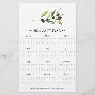 Flyers Botanical Olive Branch 2025 Calendar