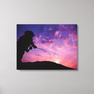 FlyFishing at Sunset Canvas Print