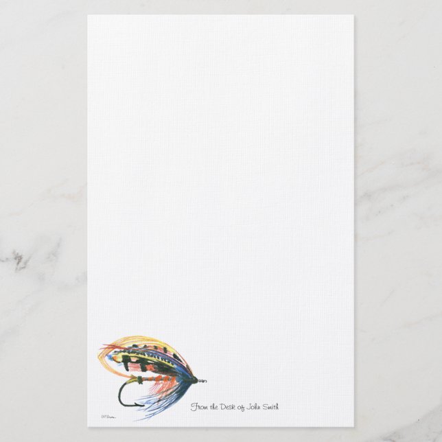 FlyFishing Lure Art Salmon Fly Lure Stationery (Front)