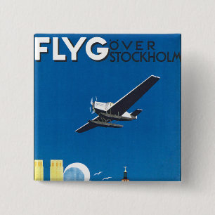 Flyg Over Stockholm 15 Cm Square Badge
