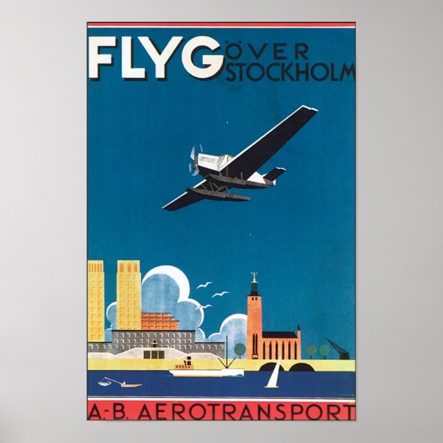 Flyg Over Stockholm, AB Aerotransport Poster (Front)