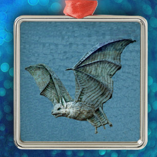 Flying 3D Blue Bat Metal Tree Decoration