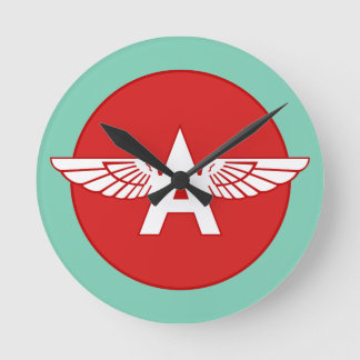 Flying A Gasoline Red Circle Flat version Round Clock