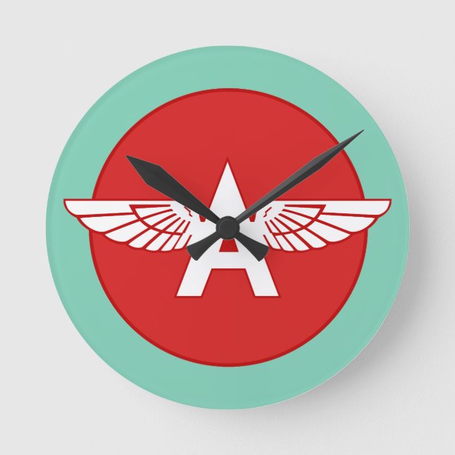 Flying A Gasoline Red Circle Flat version Round Clock (Front)