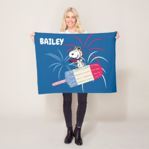 Flying Ace Snoopy on Ice Pop Fleece Blanket