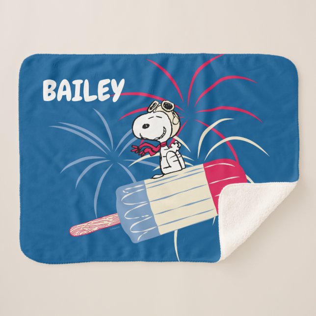 Flying Ace Snoopy on Ice Pop Sherpa Blanket (Front (Horizontal))