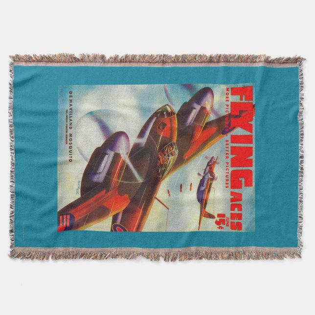 Flying Aces Magazine Cover 5 Throw Blanket (Front)