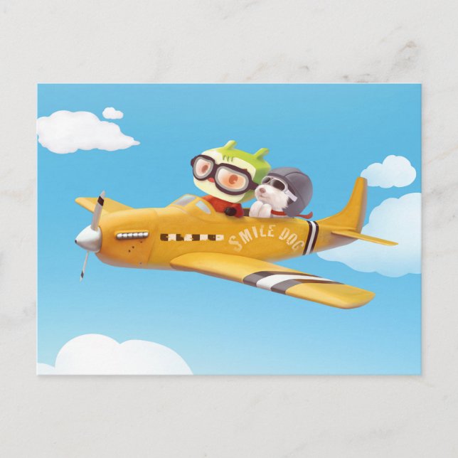 Flying Adventure with Dog Announcement Postcard (Front)