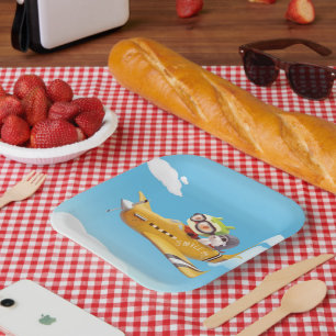 Flying Adventure with Dog Paper Plate
