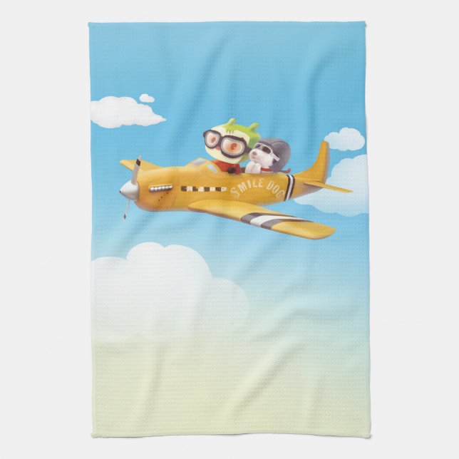 Flying Adventure with Dog Tea Towel (Vertical)