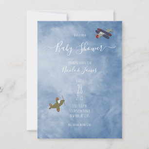Flying Aeroplanes in the Sky Baby Shower  Invitation