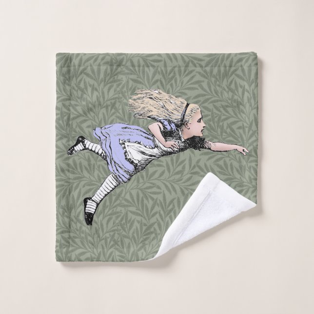 Flying Alice in Wonderland Looking Glass Bath Towel Set (Wash Cloth)