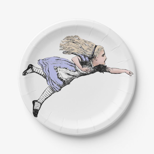 Flying Alice in Wonderland Looking Glass Paper Plate (Front)