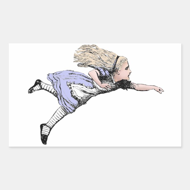 Flying Alice in Wonderland Looking Glass Rectangular Sticker (Front)
