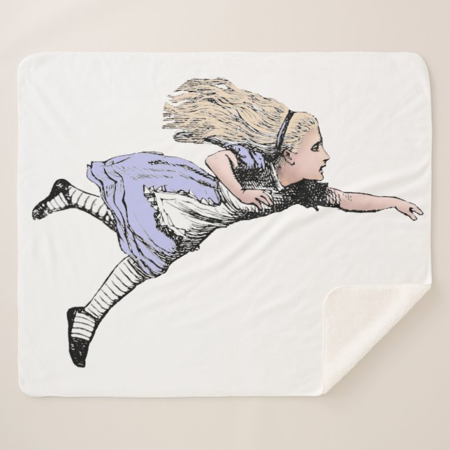 Flying Alice in Wonderland Looking Glass Sherpa Blanket (Front (Horizontal))