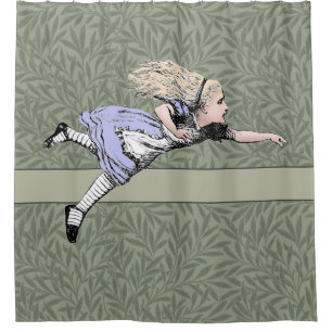 Flying Alice in Wonderland Looking Glass Shower Curtain