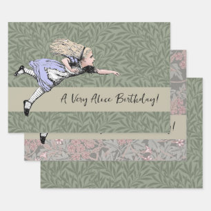 Flying Alice in Wonderland Looking Glass Wrapping Paper Sheet