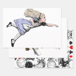 Flying Alice in Wonderland Looking Glass Wrapping Paper Sheet