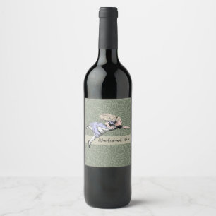 Flying Alice Wonderland Adventure Vintage Tenniel Wine Label