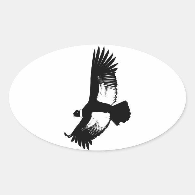 Flying Andean Condor Oval Sticker (Front)