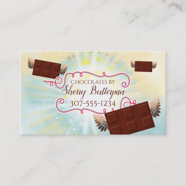 flying angel chocolate bars confections bakery business card (Front)