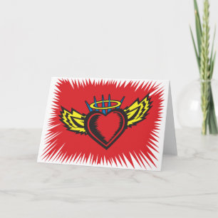Flying Angel Heart Tattoo Holiday Card