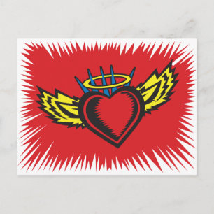 Flying Angel Heart Tattoo Postcard