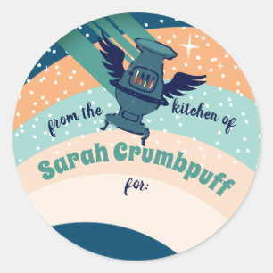 Flying angel stove Christmas from the kitchen of Classic Round Sticker